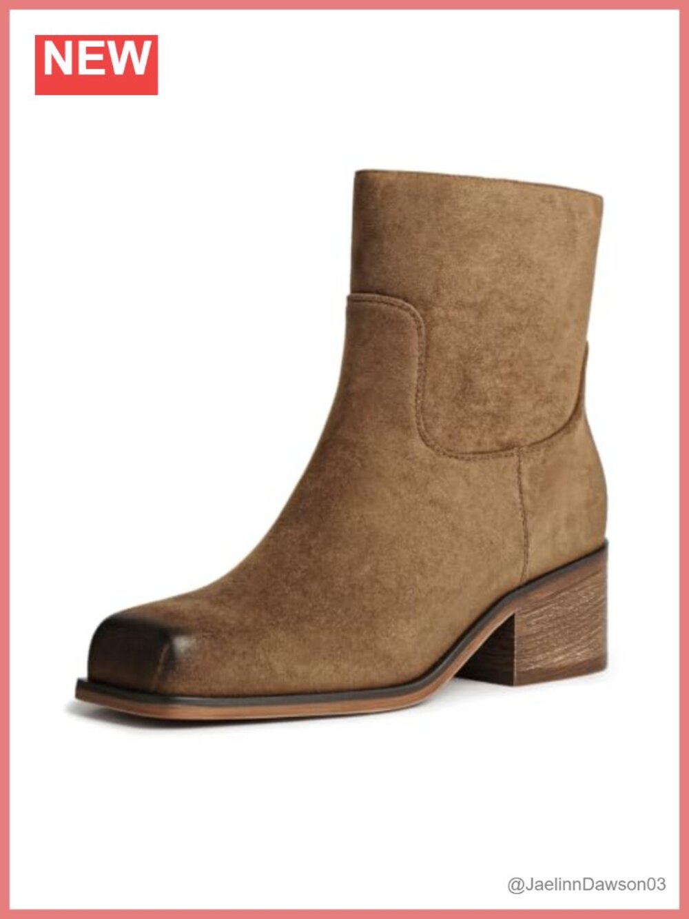 Faux Leather Square Toe Ankle Boots Chunky Block Heel Dress Booties